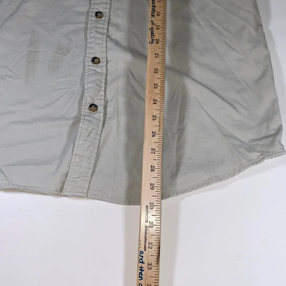 Wrangler Mens Flex for Comfort Long Sleeve Button Down Shirt Khaki Tan Large